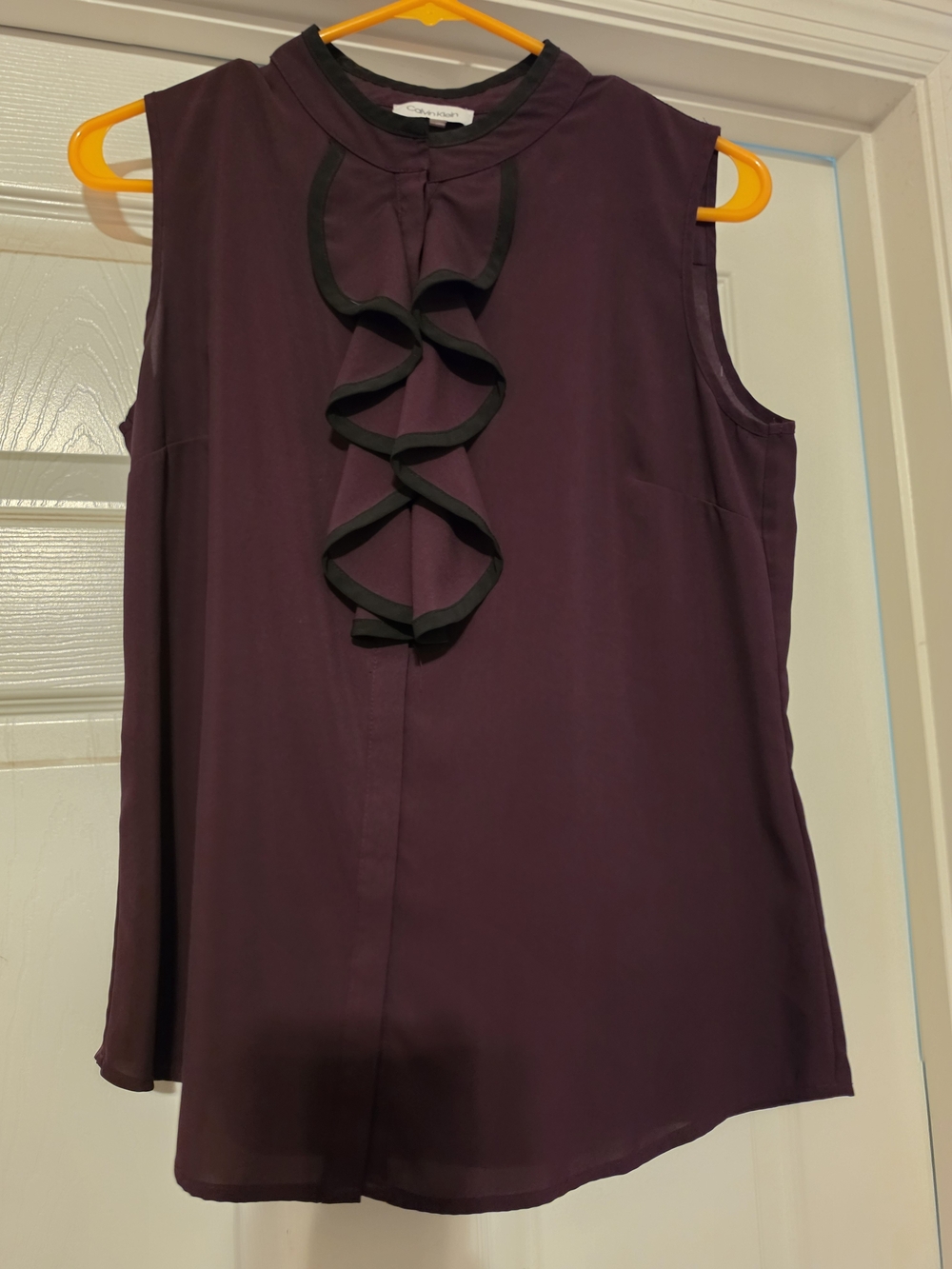 Calvin Klein Plum Sleeveless Ruffle-Front Camisole